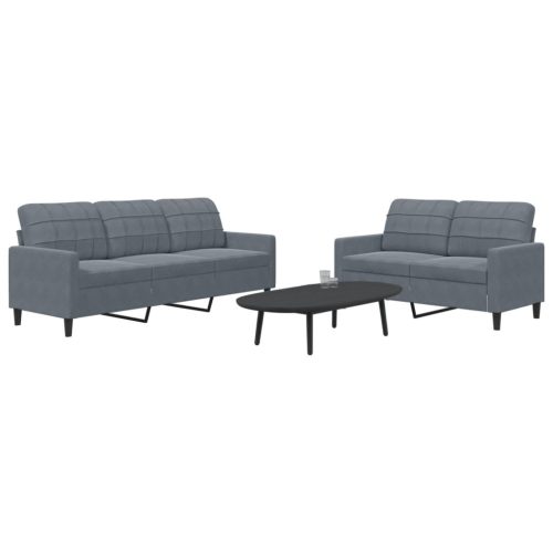 2-dijelni set sofa s jastucima tamnosivi baršunasti