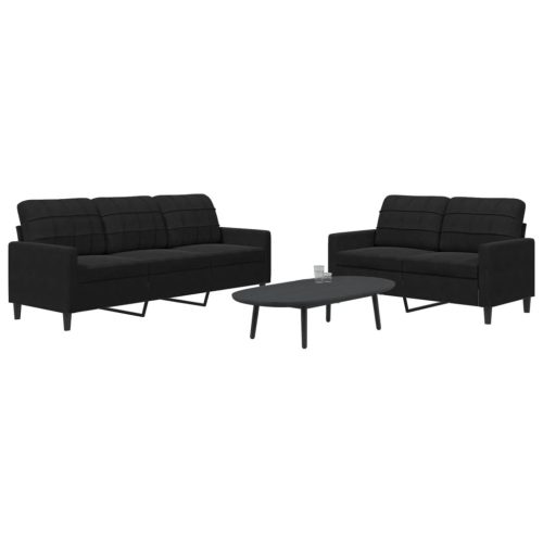 2-dijelni set sofa s jastucima crni baršunasti