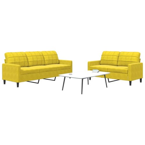 2-dijelni set sofa s jastucima žuti baršunasti