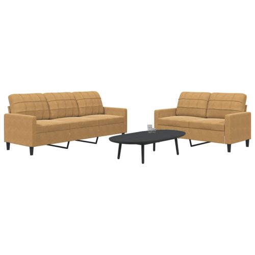 2-dijelni set sofa s jastucima smeđi baršunasti