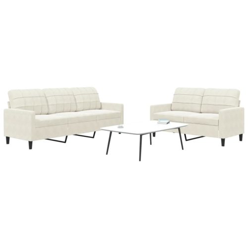 2-dijelni set sofa s jastucima krem baršunasti