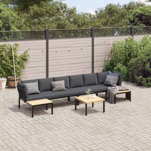 5-dijelni set vrtnih sofa s jastucima crni aluminijski