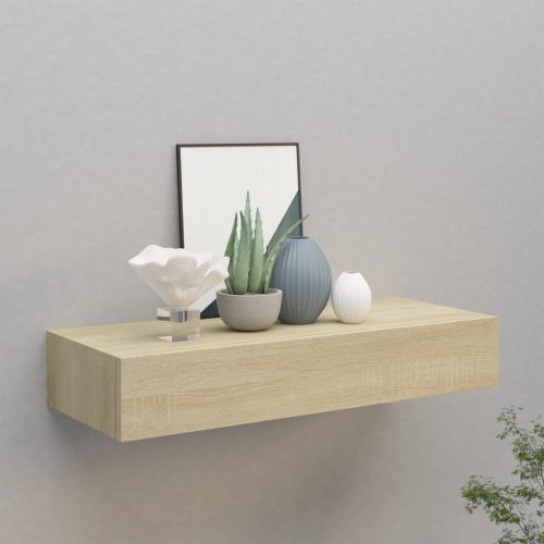 Zidna polica s ladicom boja hrasta 60 x 23,5 x 10 cm MDF