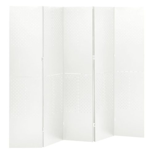 Sobna pregrada s 5 panela bijela 200 x 180 cm čelična