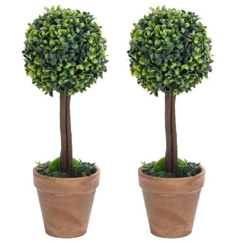 Umjetni šimširi s posudama 2 kom u obliku kugle zeleni 41 cm
