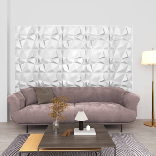 3D zidni paneli 12 kom 50 x 50 cm dijamantno bijeli 3 m²