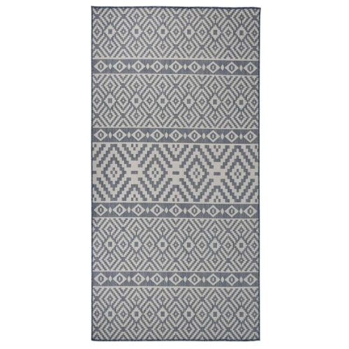 Vanjski tepih ravnog tkanja 100 x 200 cm plave pruge