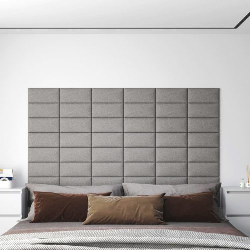 Zidne ploče od tkanine 12 kom svjetlosive 30 x 15 cm 0,54 m²