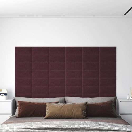 Zidne ploče od tkanine 12 kom ljubičaste 30 x 15 cm 0,54 m²