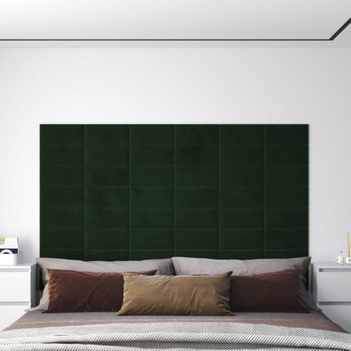 Zidne ploče 12 kom tamnozelene 30 x 15 cm baršunaste 0,54 m²