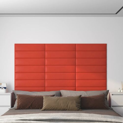 Zidne ploče od umjetne kože 12 kom crvene 60 x 15 cm 1,08 m²
