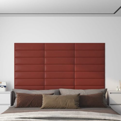 Zidne ploče od umjetne kože 12 kom crvene 60 x 15 cm 1,08 m²