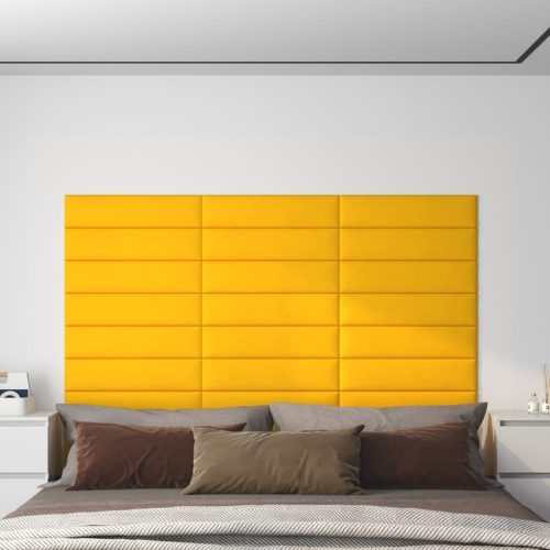 Zidne ploče 12 kom žute 60 x 15 cm baršunaste 1,08 m²