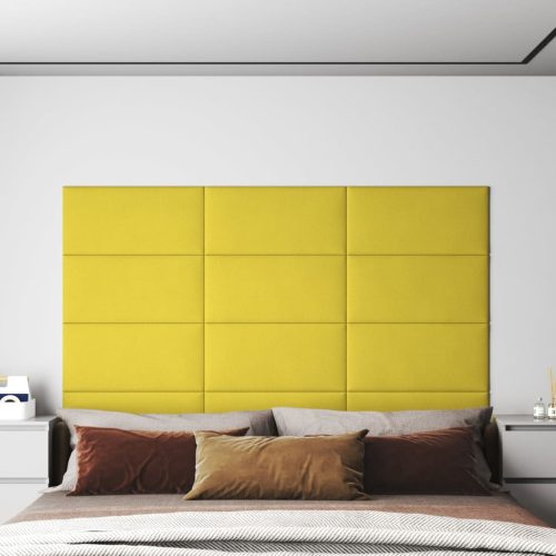 Zidne ploče od tkanine 12 kom svjetložute 60x30 cm 2,16 m²