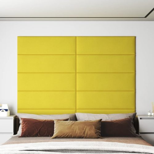 Zidne ploče od tkanine 12 kom svjetložute 90x30 cm 3,24 m²