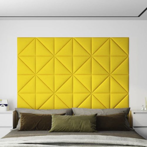 Zidne ploče od tkanine 12 kom svjetložute 30x30 cm 0,54 m²