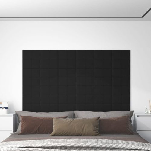 Zidne ploče od tkanine 12 kom crne 30 x 15 cm 0,54 m²