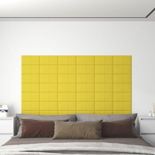 Zidne ploče od tkanine 12 kom svjetložute 30x15 cm 0,54 m²