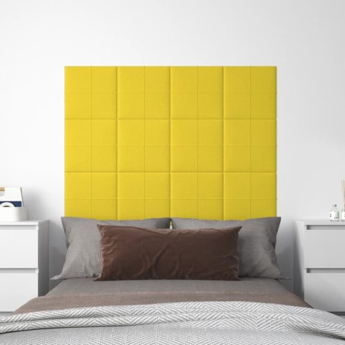 Zidne ploče od tkanine 12 kom svjetložute 30x30 cm 1,08 m²