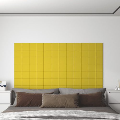 Zidne ploče od tkanine 12 kom svjetložute 60x15 cm 1,08 m²