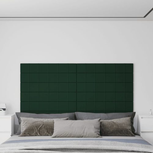 Zidne ploče 12 kom tamnozelene 90 x 15 cm tkanina 1,62 m²