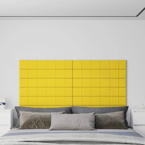 Zidne ploče od tkanine 12 kom svjetložute 90x15 cm 1,62 m²