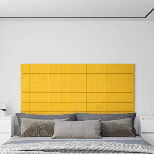 Zidne ploče 12 kom žute 90 x 15 cm baršunaste 1,62 m²