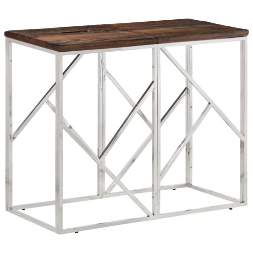 Konzolni stol srebrni od nehrđajućeg čelika i drva za pragove