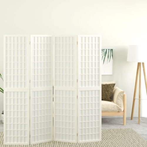 Sklopiva sobna pregrada 4 panela japanski stil 160x170cm bijela
