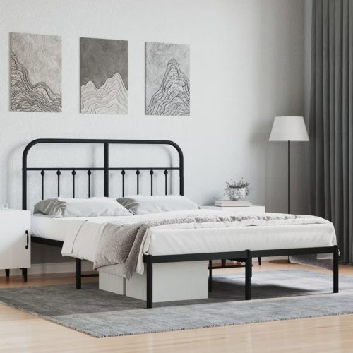 Metalni okvir za krevet s uzglavljem crni 140x190 cm
