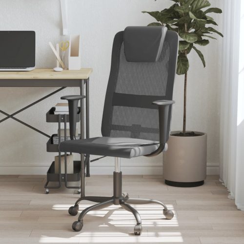 Uredska stolica podesive visine sivo-crna od tkanine i kože