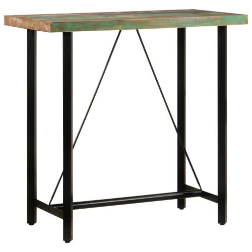 Barski stol 110 x 55 x 107 cm masivno obnovljeno drvo i željezo
