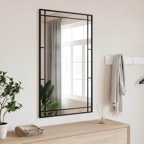 Zidno ogledalo crno 60 x 100 cm pravokutno željezno