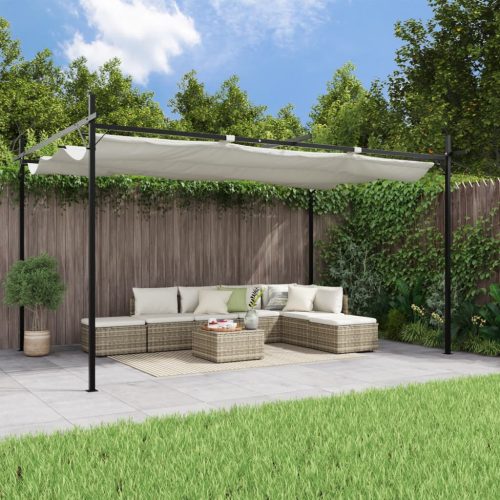 Pergola s pomičnim krovom krem 395 x 292 x 230 cm
