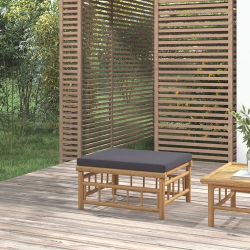 Vrtni tabure od bambusa s tamnosivim jastukom