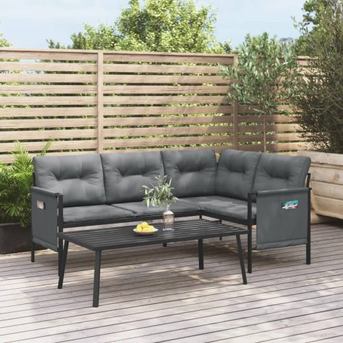 Kutna vrtna sofa antracit od čelika i tekstilena