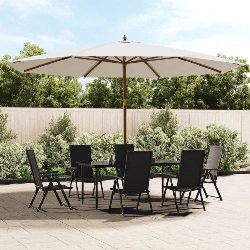 Vrtni suncobran s drvenim stupom boja pijeska 400 x 273 cm