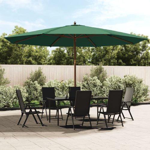 Vrtni suncobran s drvenim stupom zeleni 400 x 273 cm