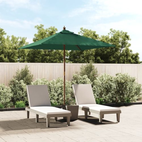 Vrtni suncobran s drvenim stupom zeleni 198 x 198 x 231 cm
