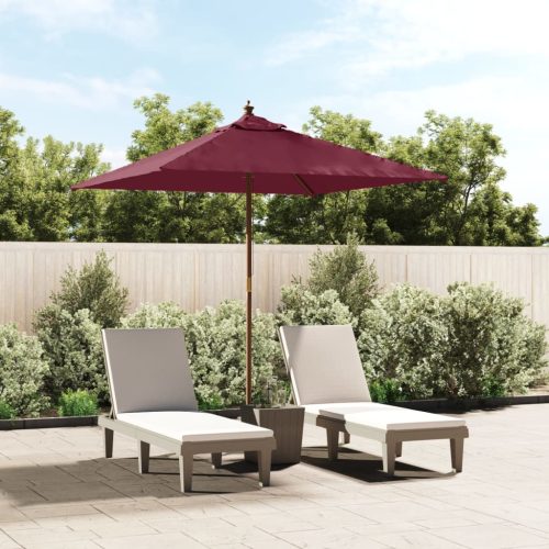 Vrtni suncobran s drvenim stupom bordo 198 x 198 x 231 cm