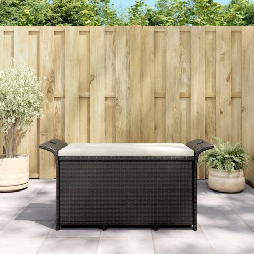 Vrtna klupa s jastukom crna 116 x 46 x 57 cm od poliratana