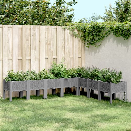 Vrtna sadilica s nogama svjetlosiva 200 x 160 x 42 cm PP