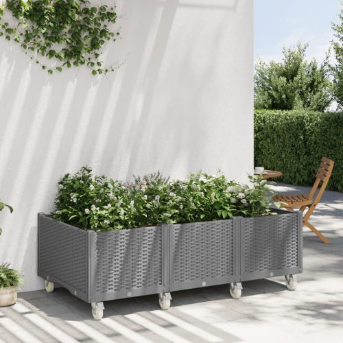 Vrtna sadilica s kotačima svijetlosiva 150x80x54 cm PP