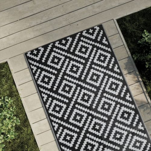 Vanjski tepih ARAKIL bijelo-crni 80 x 150 cm PP