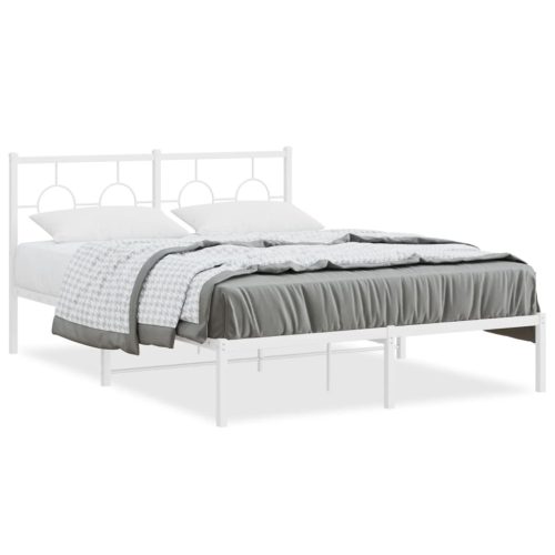 Metalni okvir za krevet s uzglavljem bijeli 140 x 190 cm