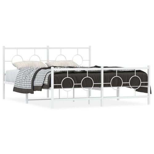 Metalni okvir kreveta uzglavlje i podnožje bijeli 150 x 200 cm