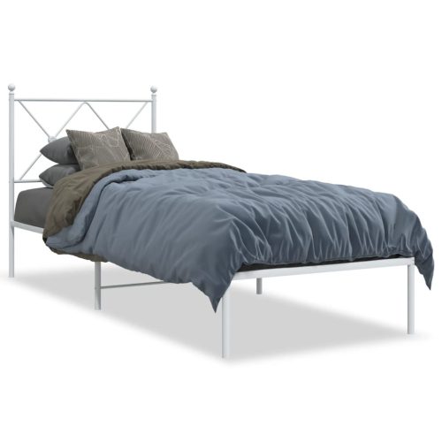 Metalni okvir za krevet s uzglavljem bijeli 80x200 cm