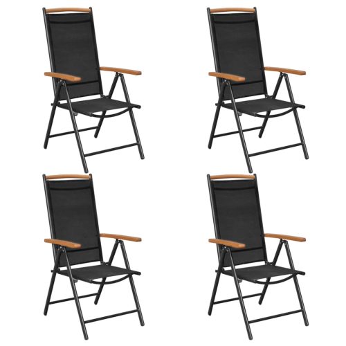 Sklopive vrtne stolice 4 kom od aluminija i tekstilena crne