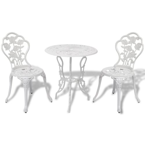 3-dijelni bistro set od lijevanog aluminija bijeli