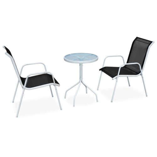 3-dijelni bistro set čelični crni
